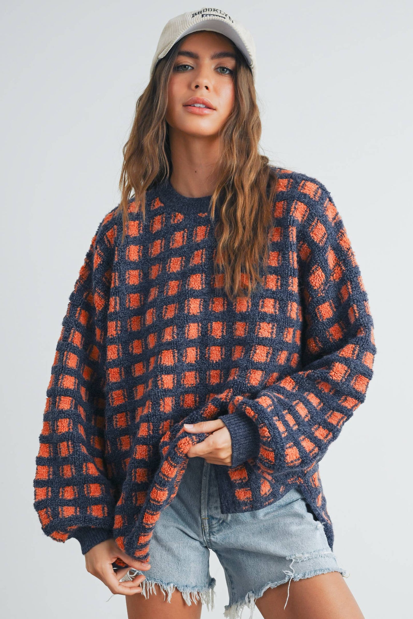 Checkered Bliss- Oversized Sweater