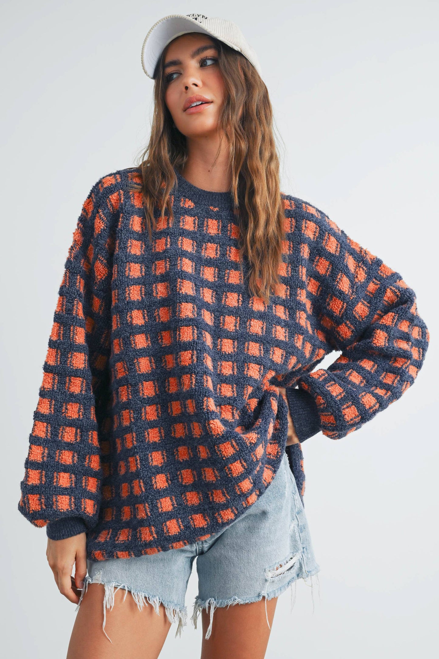 Checkered Bliss- Oversized Sweater