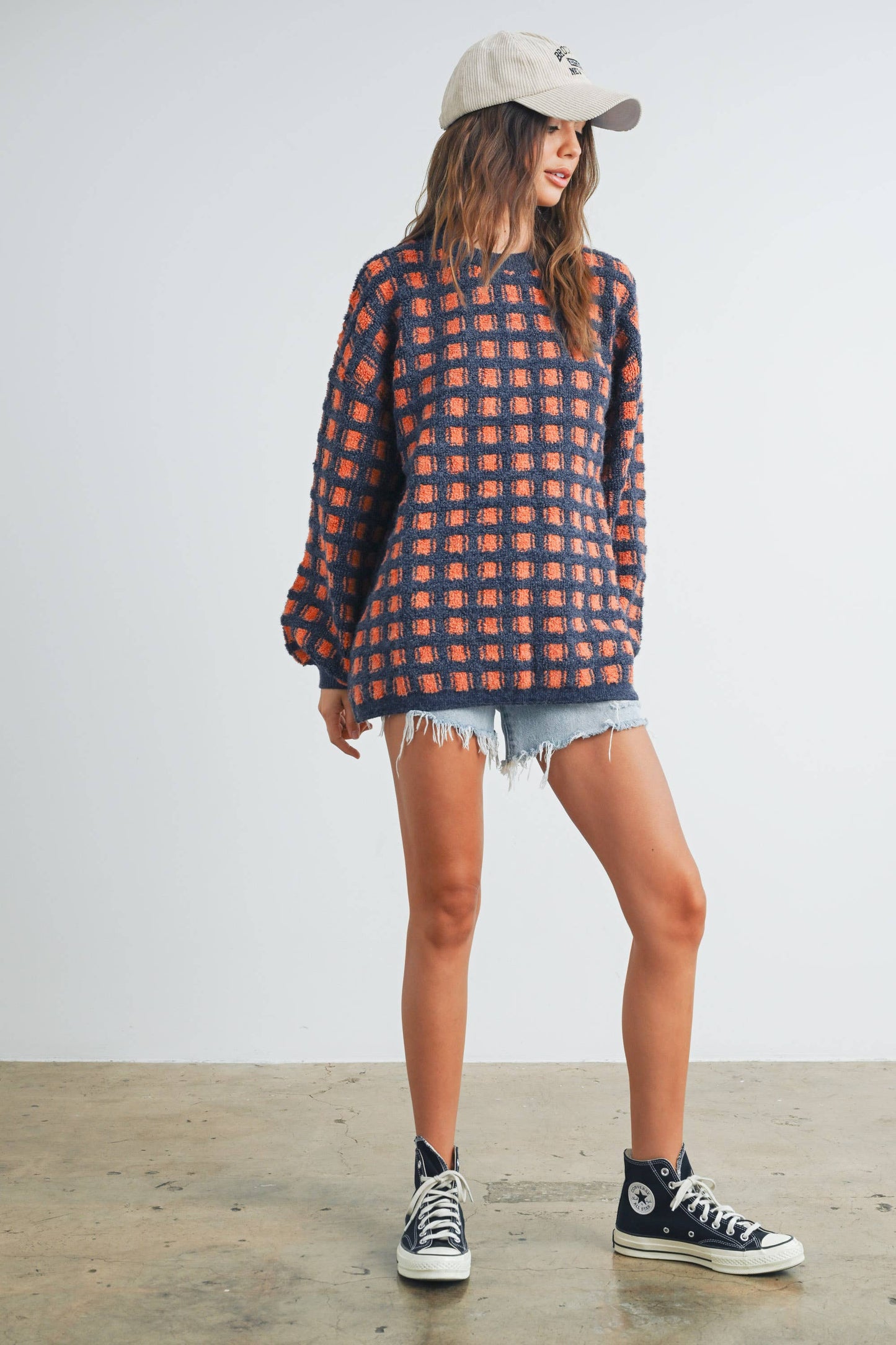 Checkered Bliss- Oversized Sweater